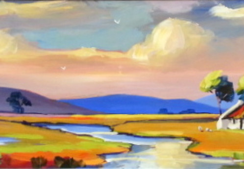 S2792 Landscape Oil on Board Anton Gericke 30cm x 90cm