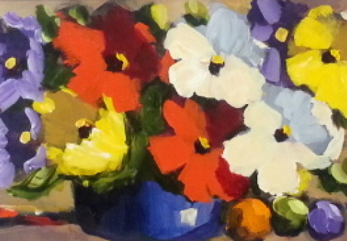 S2794 Flower study Oil on Board Anton Gericke 30cm x 90cm