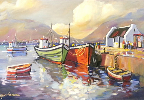 S3073 Harbour Hout Bay Oil on Board Anton Gericke 60cm x 90cm