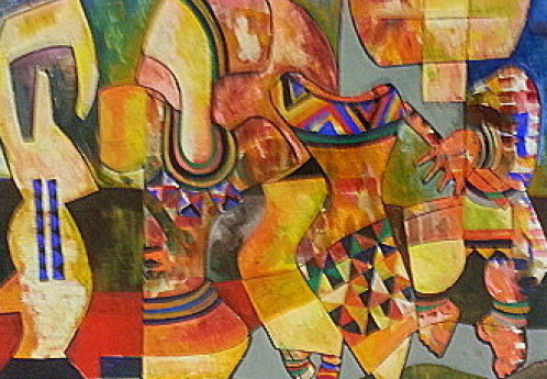 S2639 Abstract Mixed Media S. Mahlangu 75cm x 50cm R16,000.00