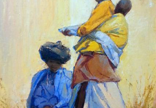 S2951 Xhosa Women Oil on Canvas Pasted on Board 75cm x 60cm