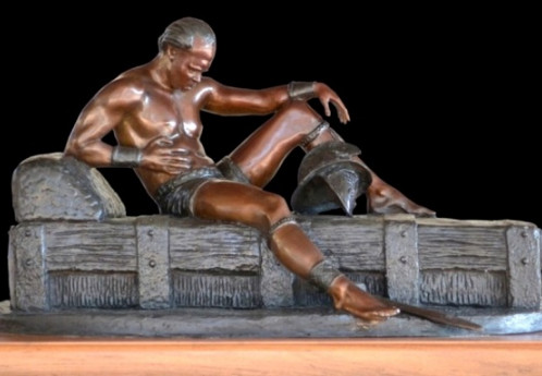 S3488 The Wounded Gladiator, Bronze Sculpture, Tienie Pritchard