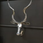 S5715; Sharon Hindle; polished Kudu head; Silver plated.