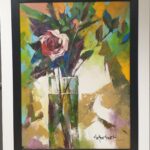 S5754; Ian Hertslet; Abst flowers; Oil on canvas; 100cm x 75cm