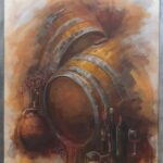 S5772; Charlie Vettori; Wine barrels; Oil on canvas; 150cm x 120cm