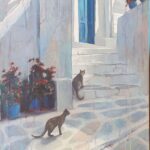 S5777; Paddy Starling; Cats of greece; Oil on canvas; 60cm x 90cm