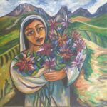 S5804; Sonja nel; Lourensford Flowerseller; Oil on canvas; 100cm x 100cm